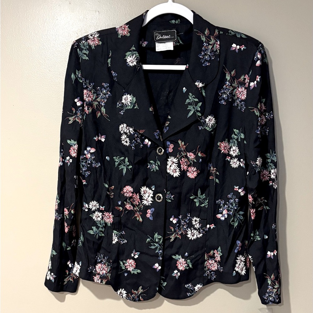 NWT vintage 90s whimsigoth office casual button up winter floral fitted blazer
